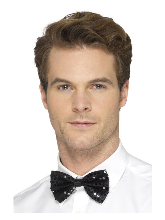 Sequin Bow Tie Black
