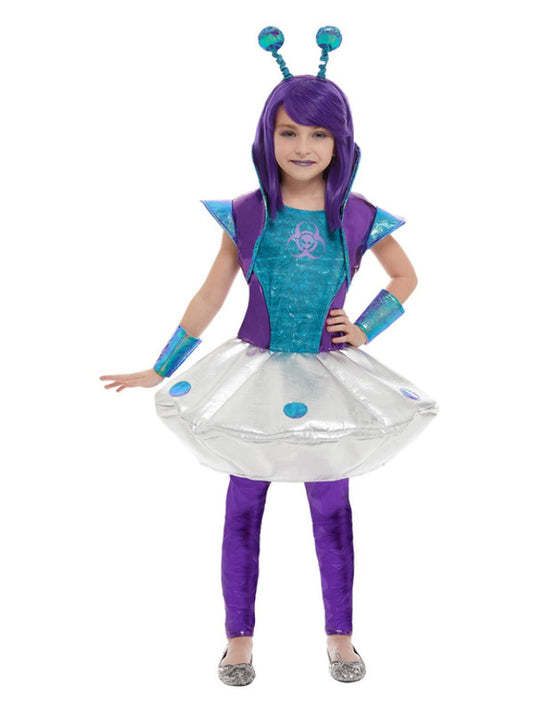 Kids Alien Girl Costume Silver