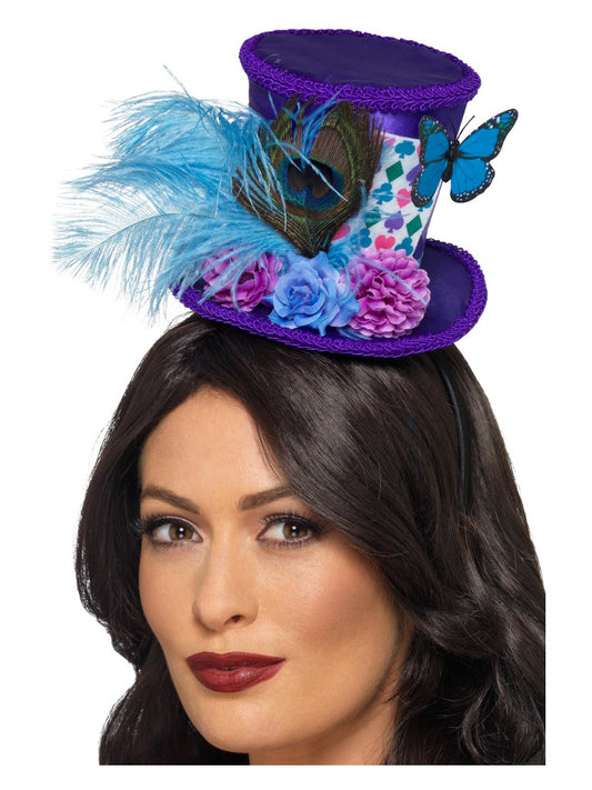 Mad Hatter Mini Feather Hat Purple