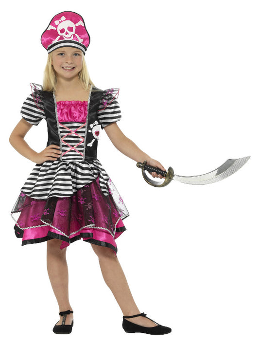 Kids Perfect Pirate Girl Costume Black  Pink