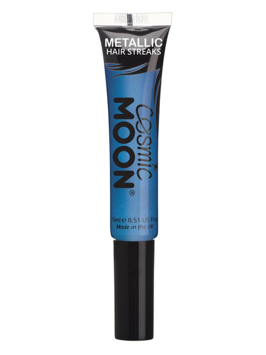 Adult Cosmic Moon Metallic Hair Streaks Blue