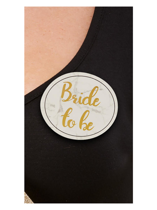 Hen Party Pin Badges White  Gold