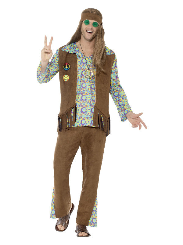 60s Hippie Costume with Trousers Top Waistcoat