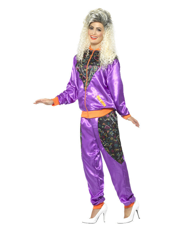 Retro Shell Suit Costume Ladies Purple