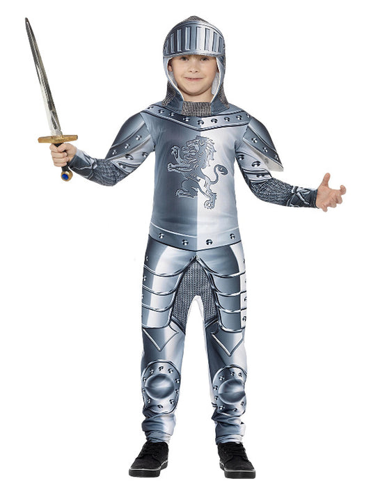 Kids Deluxe Armoured Knight Costume Grey