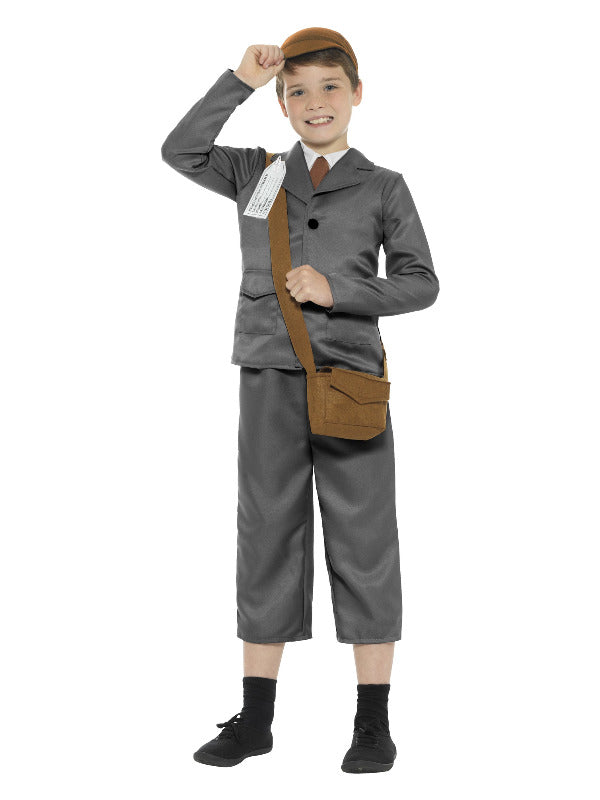 Kids WW2 Evacuee Boy Costume Grey