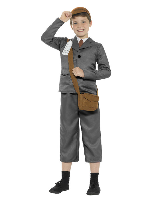 Kids WW2 Evacuee Boy Costume Grey