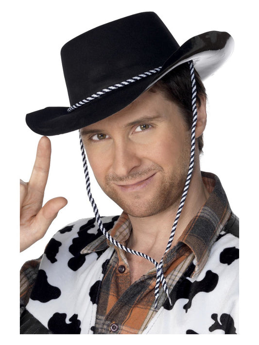 Cowboy Hat Flocked Plastic Black