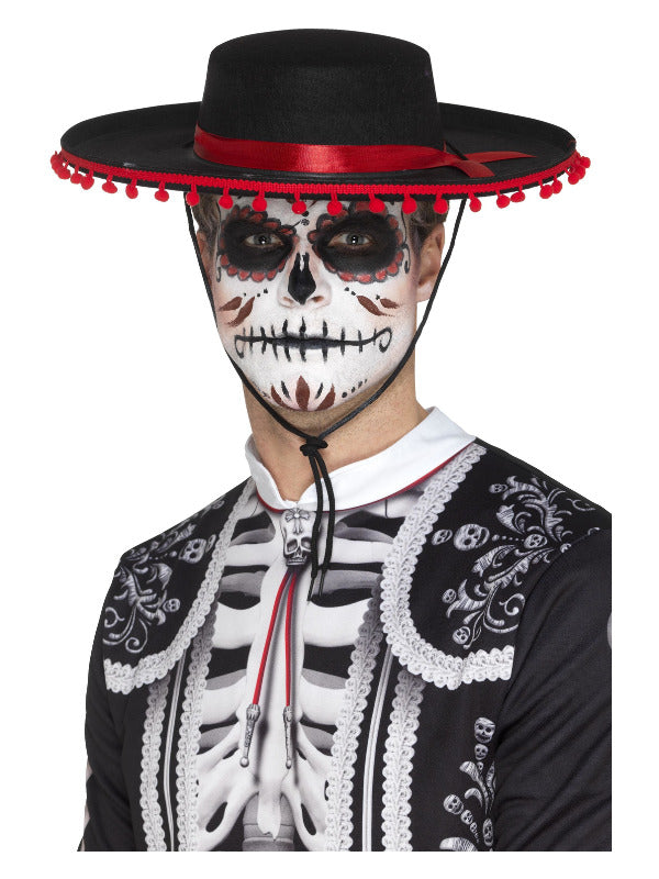 Day of the Dead Senor Hat Black  Red