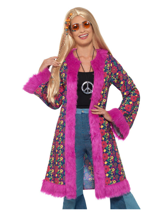 60s Psychedelic Hippie Coat Pink
