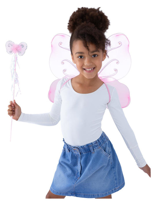 Kids Butterfly Wings  Wand Pink