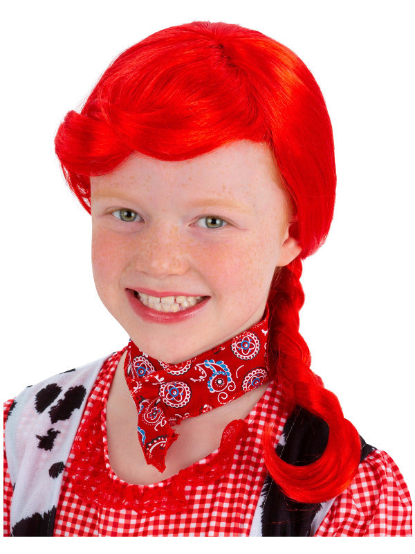 Kids Cowgirl Plait Wig Red
