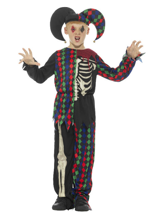 Kids Skeleton Jester Costume MultiColoured