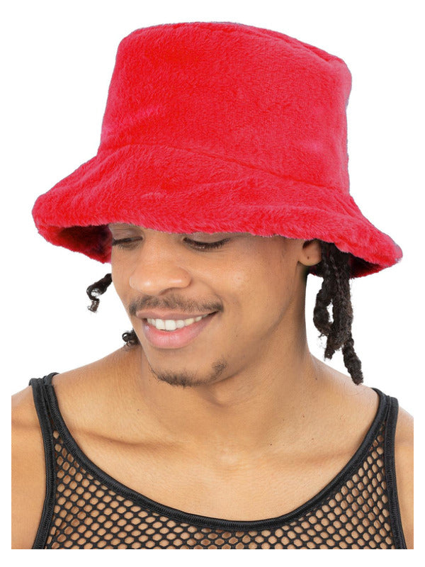 90s Red Fur Bucket Hat