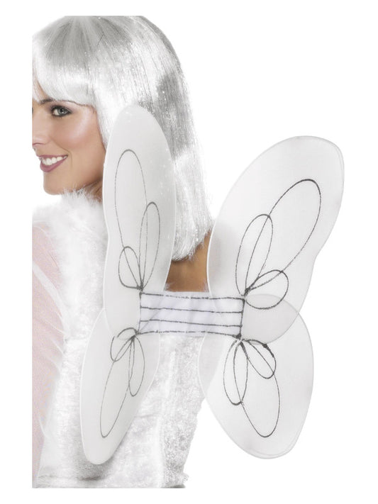 Angel Glitter Wings White  Silver