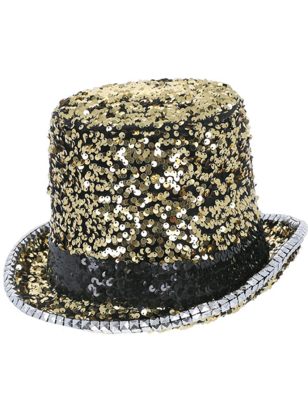 Fever Deluxe Felt  Sequin Top Hat Gold
