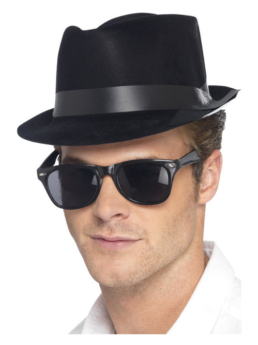 Flocked Fedora Hat Black