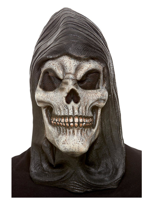 Hooded Skeleton Latex Mask White