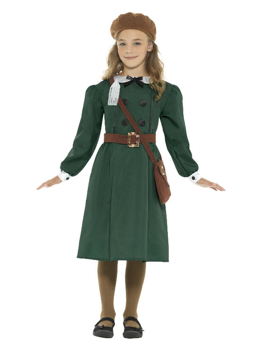Kids WW2 Evacuee Girl Costume Green