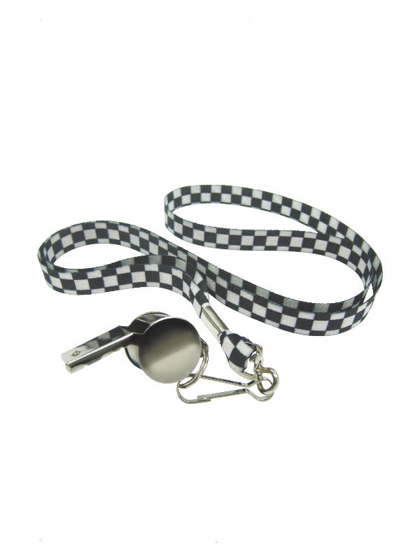 Silver Metal Whistle Black  White