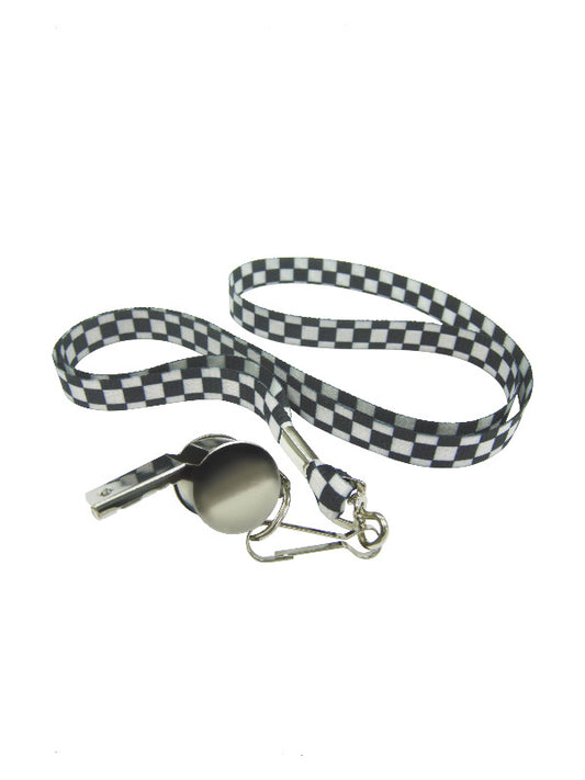 Silver Metal Whistle Black  White