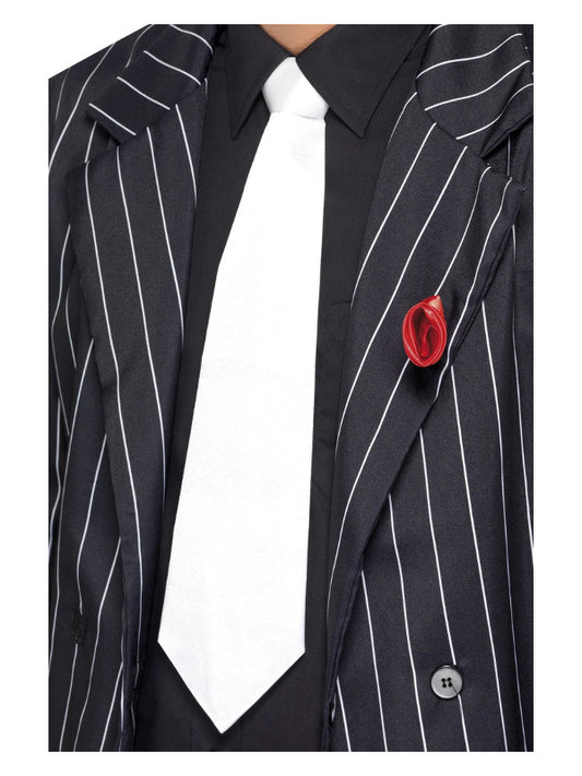 White Gangster Tie on Elastic White