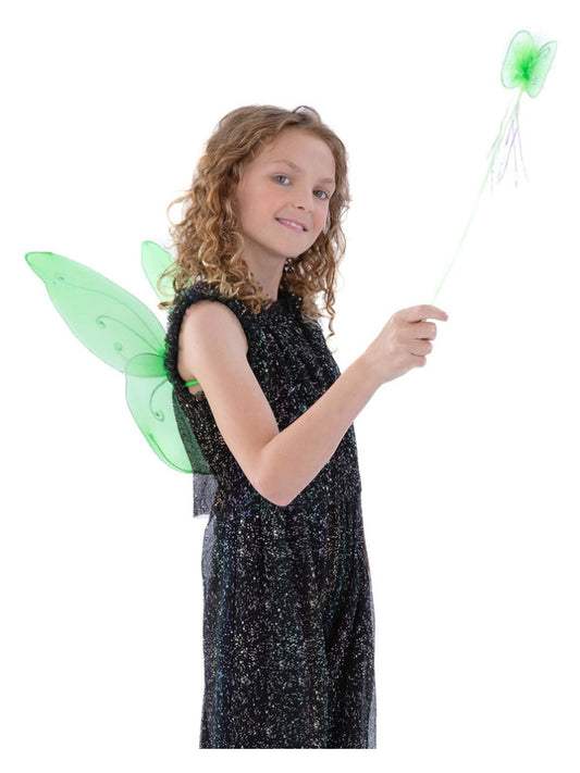 Kids Butterfly Wings  Wand Green
