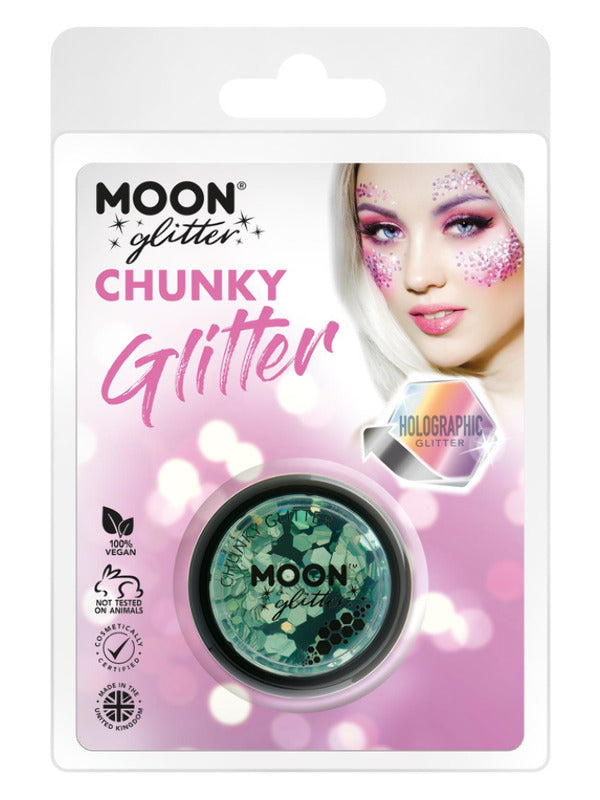 Adult Moon Glitter Holographic Chunky Glitter Green (2)