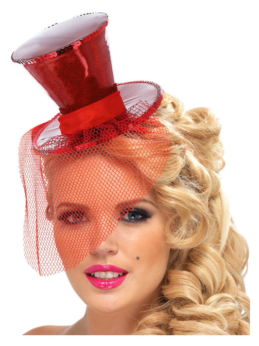 Fever Mini Top Hat on Headband Red
