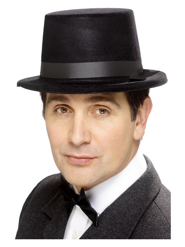 Flocked Topper Hat Black