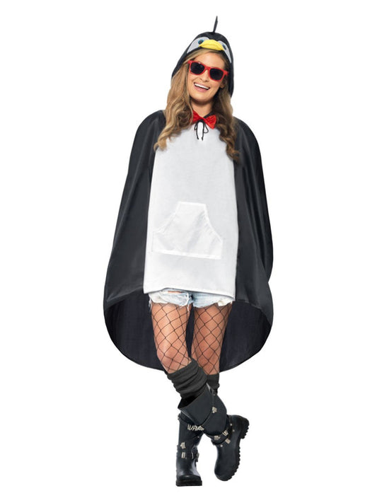 Penguin Party Poncho Black  White