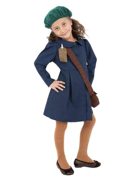 Kids World War II Evacuee Girl Costume Blue