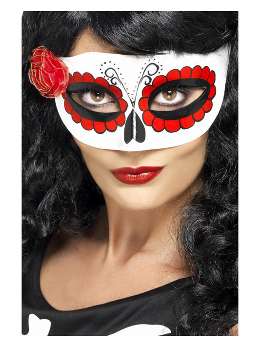 Mexican Day Of The Dead Eyemask White  Red