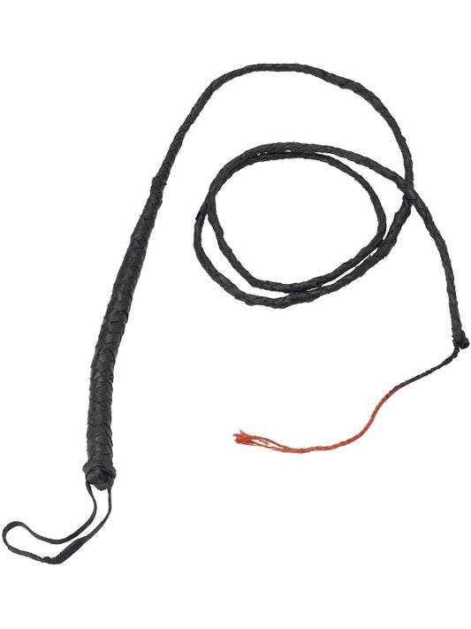 Long Bull Whip Black Real Leather