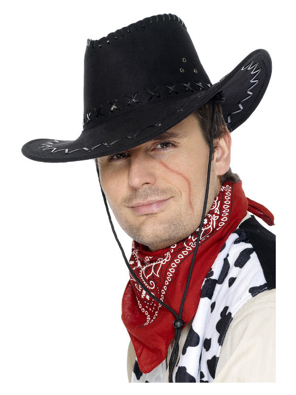 Suede Look Cowboy Hat Black