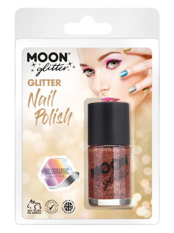 Adult Moon Glitter Holographic Nail Polish Rose Gold (2)