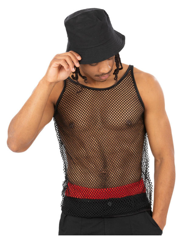 90s Unisex String Vest Black