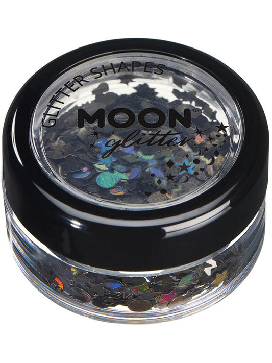 Adult Moon Glitter Holographic Glitter Shapes Black