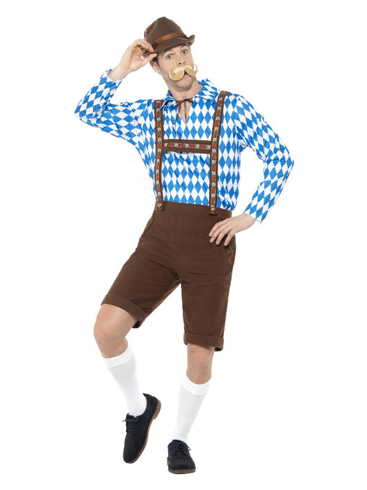 Bavarian Beer Man Costume Blue  Brown