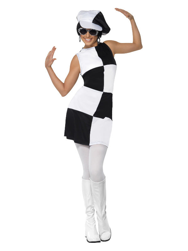 60s Party Girl Costume Black  White