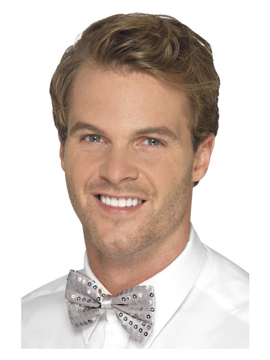 Sequin Bow Tie Silver