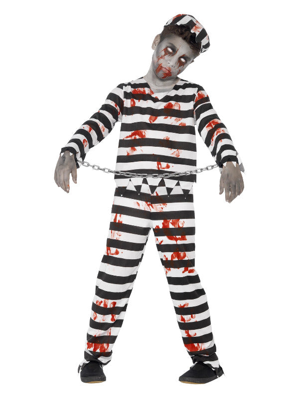 Kids Zombie Convict Costume Black  White