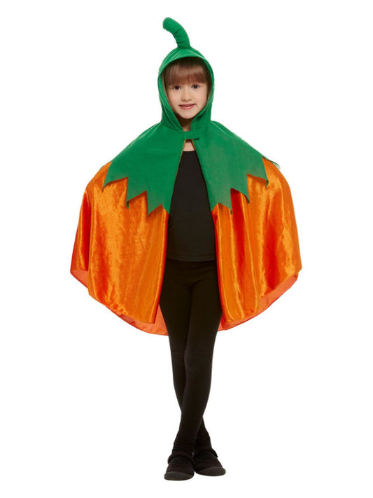 Kids Pumpkin Hooded Cape Orange