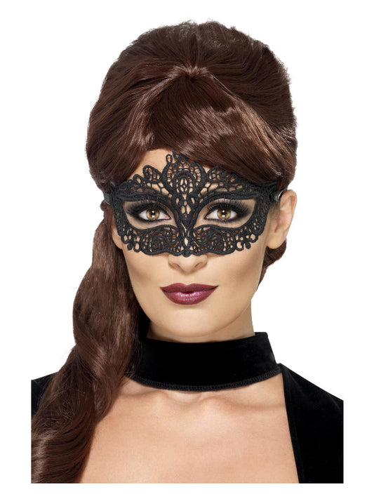 Embroidered Lace Filigree Eyemask Black