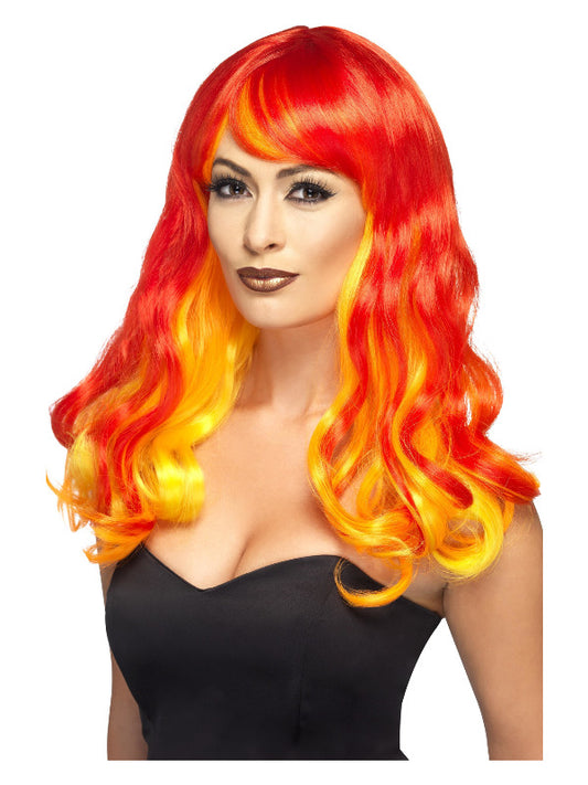 Ombre Devil Flame Wig Red  Orange