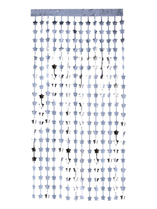 Star Foil Curtain Backdrop Silver