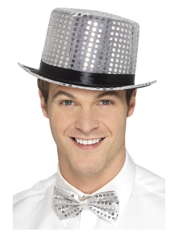 Sequin Top Hat Silver