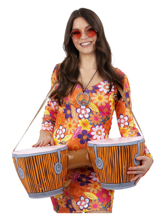 Inflatable Hippie Bongo Drums with Strap