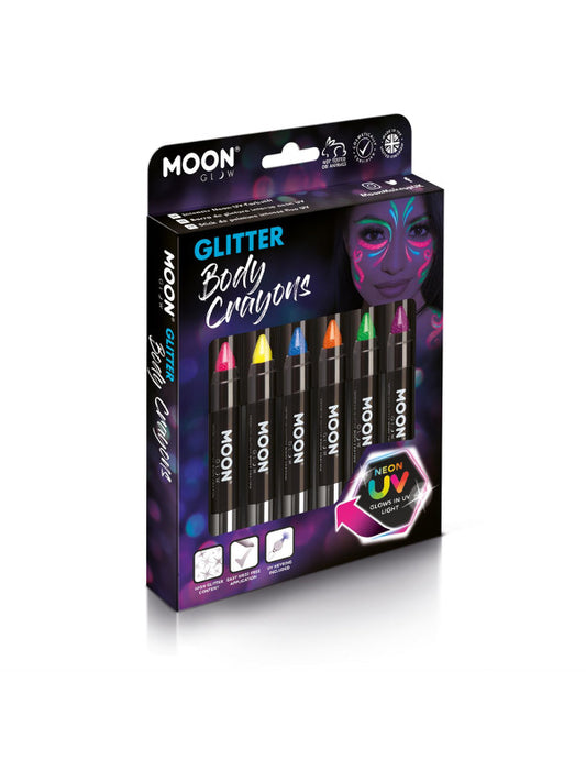 Moon Glow  Neon UV Glitter Body Crayons Assorted