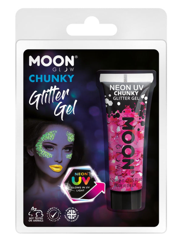 Adult Moon Glow  Neon UV Chunky Glitter Gel Magenta (2)